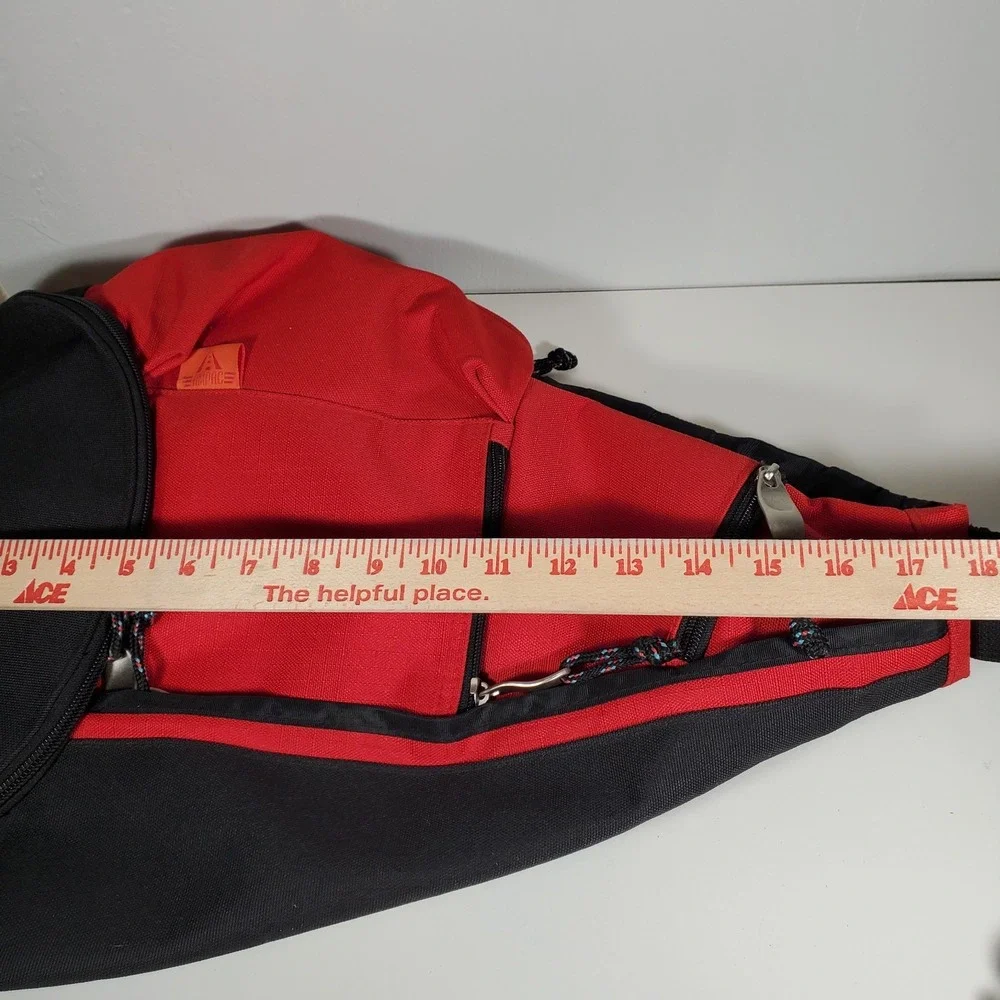 AMPAC Bag Sling Backpack Red Black Shoulder Strap Adjustable Zip Many Pockets
